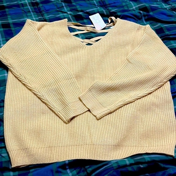 NWT  size Large sweater with vneck and vneck with criss-cross in the back - Picture 1 of 5